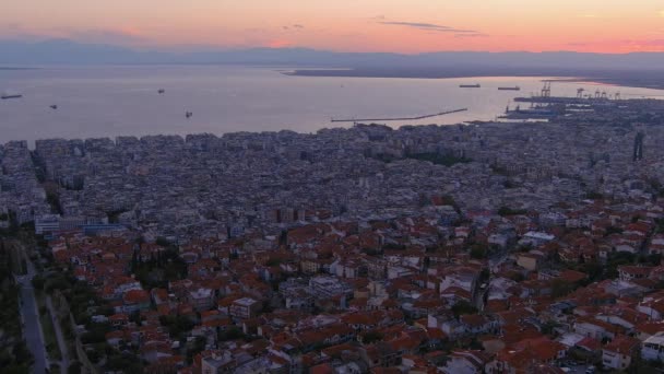 Aerial Drone Kilátás Régi Bizánci Kastély Híres Város Thesszaloniki Vagy — Stock videók
