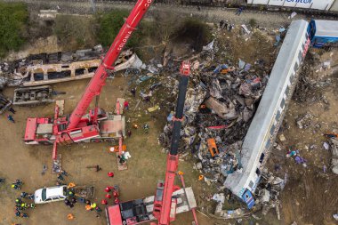 TTempi Valley, Greece - March 1, 2023: A tragic accident occurred in northern Greece, as two trains collided in the Tempi Valley, resulting in the deadliest rail tragedy in Greece