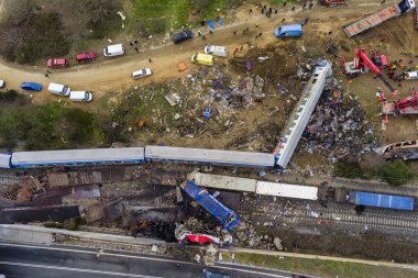 TTempi Valley, Greece - March 1, 2023: A tragic accident occurred in northern Greece, as two trains collided in the Tempi Valley, resulting in the deadliest rail tragedy in Greece