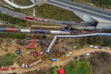 TTempi Valley, Greece - March 1, 2023: A tragic accident occurred in northern Greece, as two trains collided in the Tempi Valley, resulting in the deadliest rail tragedy in Greece