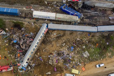 TTempi Valley, Greece - March 1, 2023: A tragic accident occurred in northern Greece, as two trains collided in the Tempi Valley, resulting in the deadliest rail tragedy in Greece