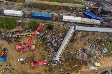 TTempi Valley, Greece - March 1, 2023: A tragic accident occurred in northern Greece, as two trains collided in the Tempi Valley, resulting in the deadliest rail tragedy in Greece