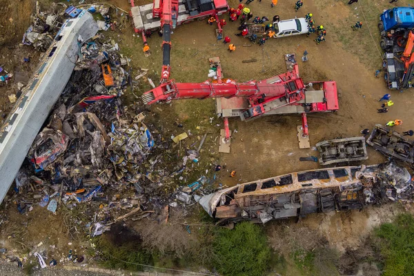 TTempi Valley, Greece - March 1, 2023: A tragic accident occurred in northern Greece, as two trains collided in the Tempi Valley, resulting in the deadliest rail tragedy in Greece