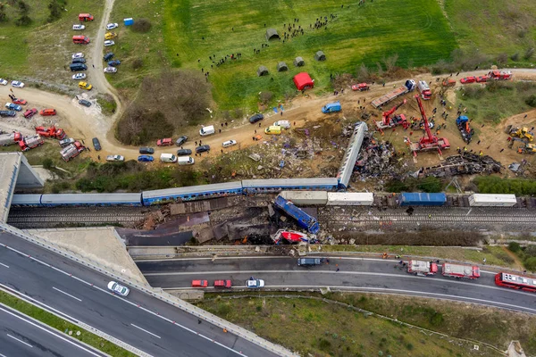 TTempi Valley, Greece - March 1, 2023: A tragic accident occurred in northern Greece, as two trains collided in the Tempi Valley, resulting in the deadliest rail tragedy in Greece