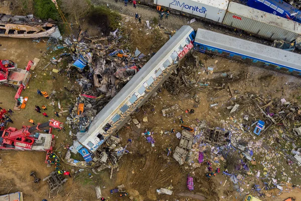 TTempi Valley, Greece - March 1, 2023: A tragic accident occurred in northern Greece, as two trains collided in the Tempi Valley, resulting in the deadliest rail tragedy in Greece