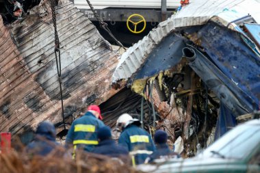 Tempi Valley, Greece - March 2, 2023: Tempi Valley, Greece - March 1, 2023: A tragic accident occurred in northern Greece, as two trains collided in the Tempi Valley. rescuers search the wreckage for survivors