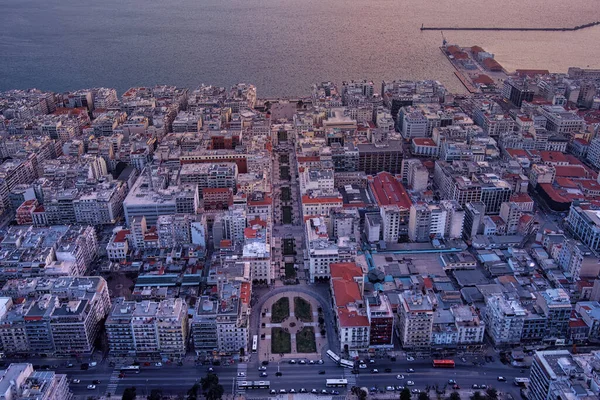 Luchtfoto Van Het Beroemde Aristoteles Plein Thessaloniki Griekenland Het Plein — Stockfoto