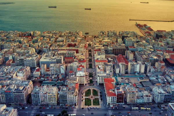 Légi Kilátás Híres Arisztotelész Tér Thesszaloniki Város Görögország Tér Népszerű — Stock Fotó