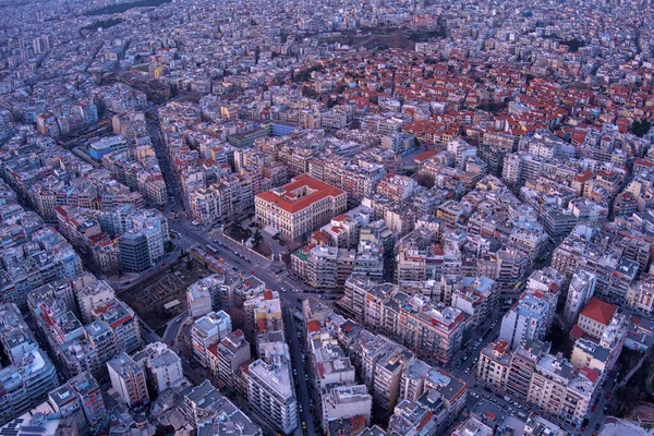 希腊塞萨洛尼基市的空中景观 在中央 你可以看到塞萨洛尼基政府大楼的建筑 马其顿共和国和色雷斯省 — 图库照片