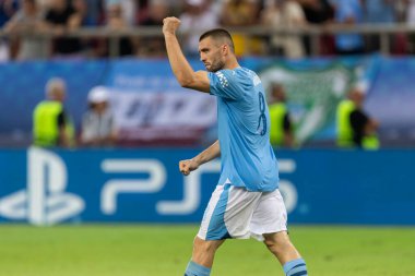 Atina, Yunanistan - 16 Ağustos 2023: Manchester City Mateo Kovaciç 'in oyuncusu Manchester City ile Sevilla arasında oynanan UEFA Süper Kupa Finali' nde eylem halinde.