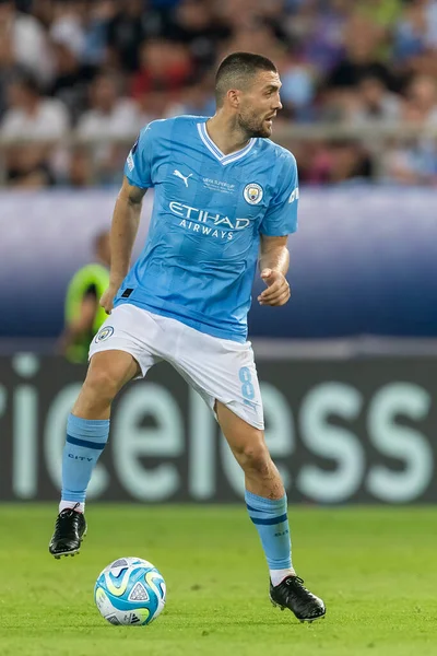 Atina, Yunanistan - 16 Ağustos 2023: Manchester City Mateo Kovaciç 'in oyuncusu Manchester City ile Sevilla arasında oynanan UEFA Süper Kupa Finali' nde eylem halinde.