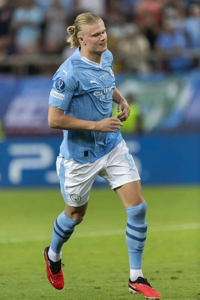 Athens Greece August 2023 Player Manchester City Erling Haaland Action — Stock Photo, Image