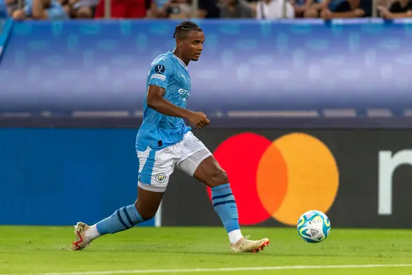 Athens Greece August 2023 Player Manchester City Manuel Akanji Action — Stock Photo, Image