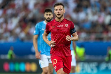 Atina, Yunanistan - 16 Ağustos 2023: Manchester City ile Sevilla arasında oynanan UEFA Süper Kupa Finali 'nde İvan Rakitiç' in oyuncusu