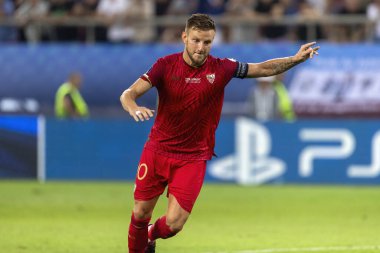 Atina, Yunanistan - 16 Ağustos 2023: Manchester City ile Sevilla arasında oynanan UEFA Süper Kupa Finali 'nde İvan Rakitiç' in oyuncusu