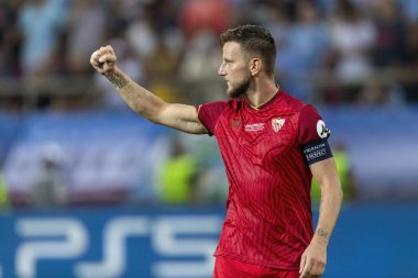 Atina, Yunanistan - 16 Ağustos 2023: Manchester City ile Sevilla arasında oynanan UEFA Süper Kupa Finali 'nde İvan Rakitiç' in oyuncusu