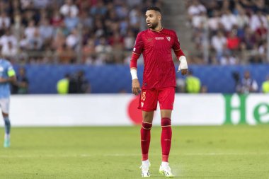 Atina, Yunanistan - 16 Ağustos 2023: Manchester City ile Sevilla arasında oynanan UEFA Süper Kupa Finali 'nde Youssef En Nesyr' in oyuncusu