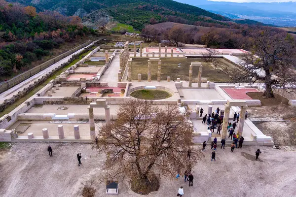 Vergina Greece January 2024 Aerial View Palace Aigai Years Restoration — Stock Photo, Image