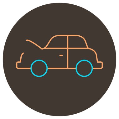 Arabanın kaput simgesini aç. Yuvarlak arkaplanda iki renk simgesi.