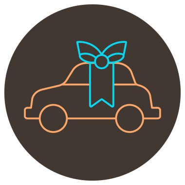 Araba yayı ikon çizgisi. Yuvarlak arkaplanda iki renk simgesi.