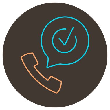 Telefon kontrol hattı simgesi. Yuvarlak arkaplanda iki renk simgesi