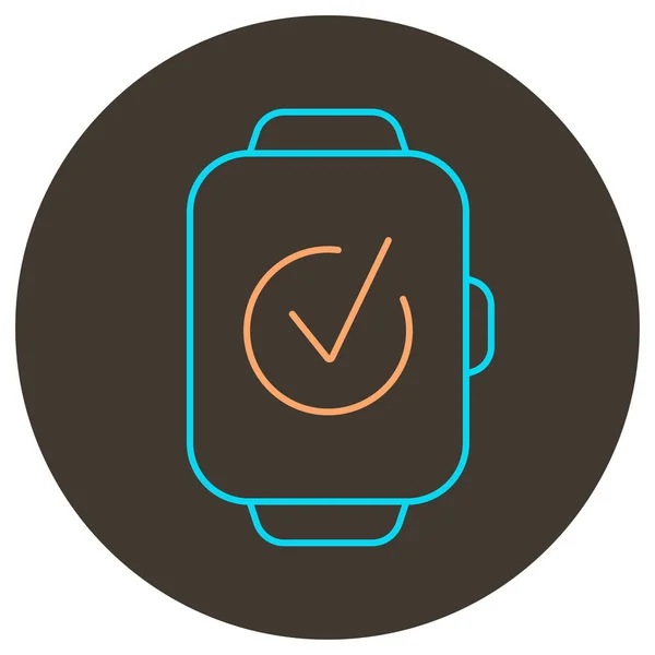 Icono Línea Marca Verificación Smartwatch Icono Dos Colores Sobre Fondo — Vector de stock