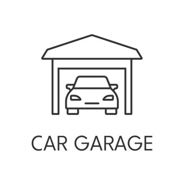 Otomobil garajı ikonu taslağı. Gayrimenkul basit vektör çizimi