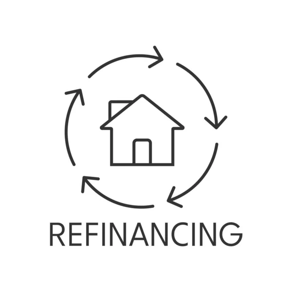 Obrys Ikony Refinancování Jednoduchá Vektorová Ilustrace Nemovitosti — Stockový vektor