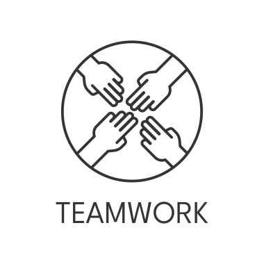 Beyaz arkaplanda takım çalışması ince çizgi simgesi