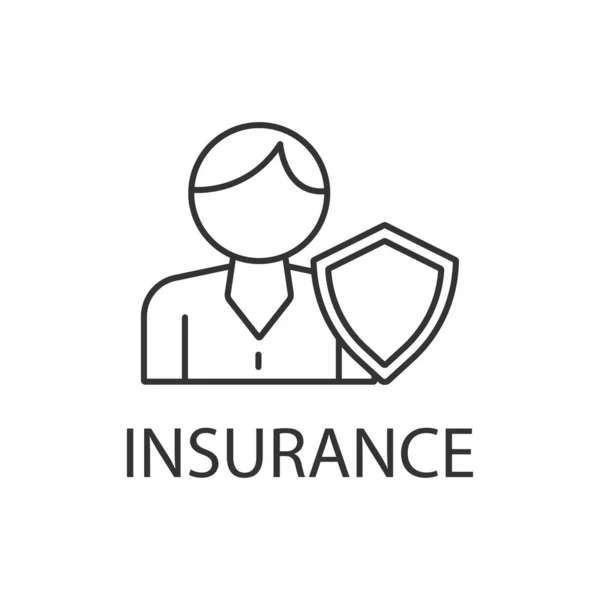 Insurance Thin Line Icon White Background — Stock Vector