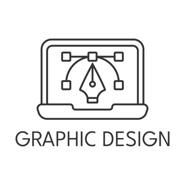 Graphic Design Thin Line Icon White Background — Stock Vector