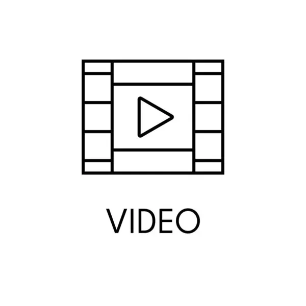 Icône Ligne Mince Vidéo Sur Fond Blanc — Image vectorielle