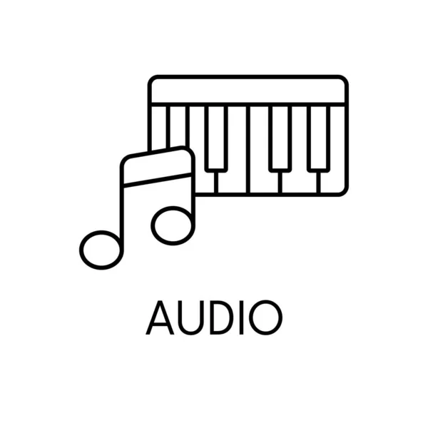 Icona Audio Linea Sottile Sfondo Bianco — Vettoriale Stock