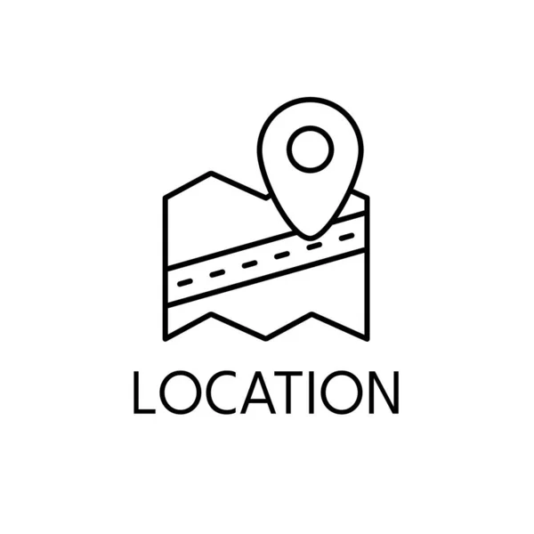 Location Thin Line Icon White Background — Stock Vector