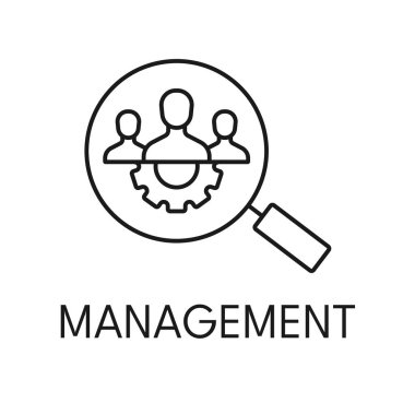 Beyaz arkaplanda yönetim ince çizgi simgesi