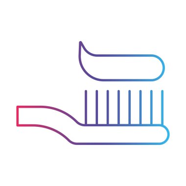 Diş fırçası ve diş macunu çizgi gradyan simgesi, logo biçimi
