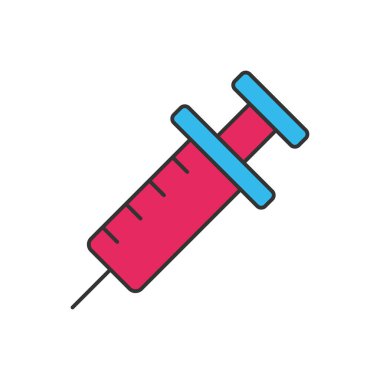 Şırınga iki renk evrensel simgesi ui ux element işareti.