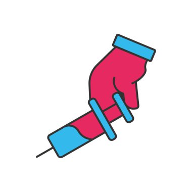 Şırınga iki renk evrensel simgesi ui ux element işareti.