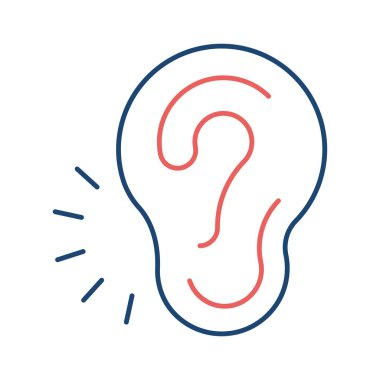 Kulak iki renk evrensel simgesi ui ux element işareti.