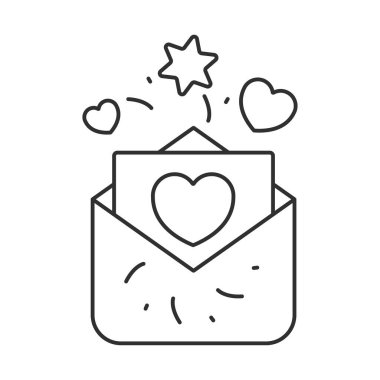 Aşk iletisi çizgisi evrensel simge ui ux ögesi işareti.