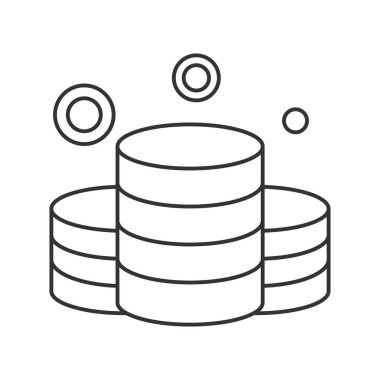 Para sikkeler vektör ikonu. Mobil konsept ve web tasarımı için çizgi işareti. Sembol, logo çizimi. Vektör grafikleri