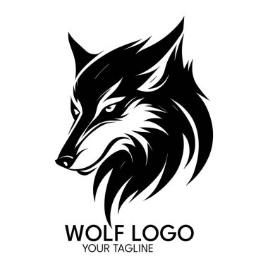 Silhouette art wolf logo, vector template clipart