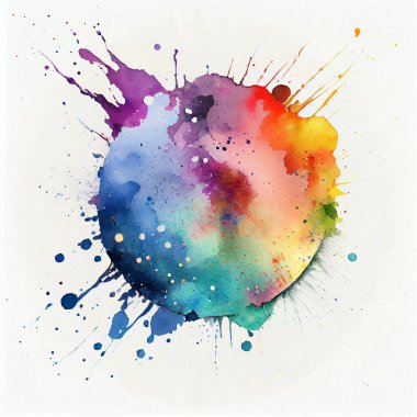 Colorful splash watercolor round frame background