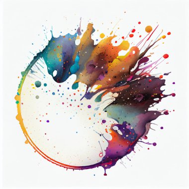 Colorful splash watercolor round frame background