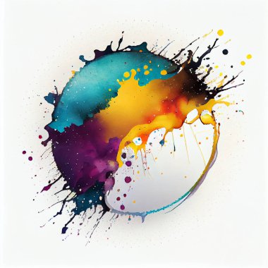 Colorful splash watercolor round frame background