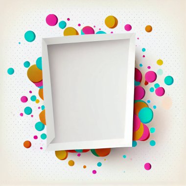 Clean frame blank for mockup on white background with color elements. Flat Lay style