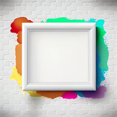 Clean frame blank for mockup on white background with color elements. Flat Lay style