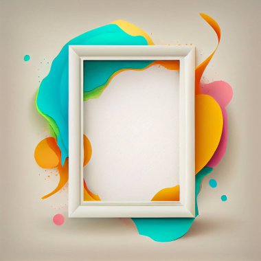 Clean frame blank for mockup on white background with color elements. Flat Lay style