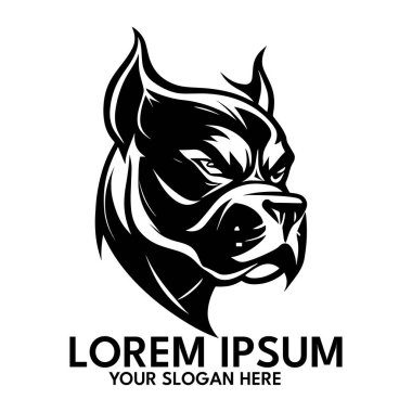 Angry Pitbull silhouette, Vector logo illustration