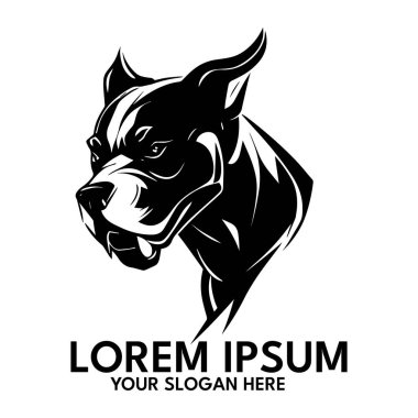 Angry Pitbull silhouette, Vector logo illustration